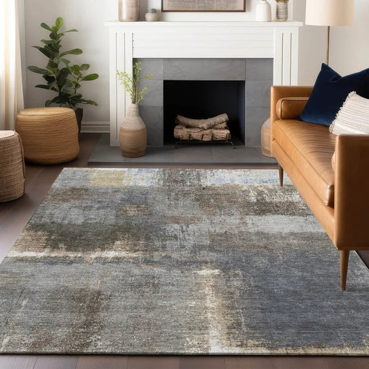 Fernal Brown Washable Indoor - Outdoor Rug - LOOMLAN - LOOMLAN Rugs - Outdoor Rugs