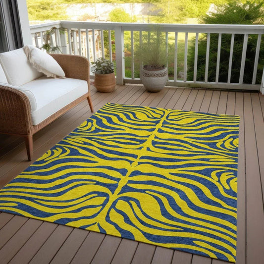 Fernelle Gold Washable Indoor-Outdoor Rug-Outdoor Rugs-LOOMLAN Rugs-LOOMLAN