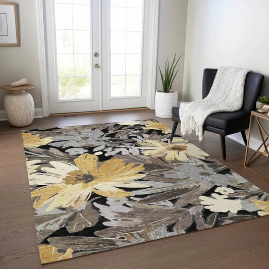 Fibrosa Black Washable Indoor - Outdoor Rug - LOOMLAN - LOOMLAN Rugs - Outdoor Rugs