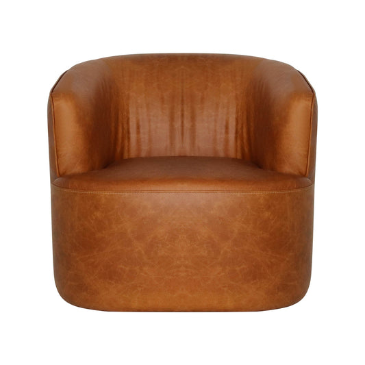 Fireside Top Grain Leather Swivel Club Chair