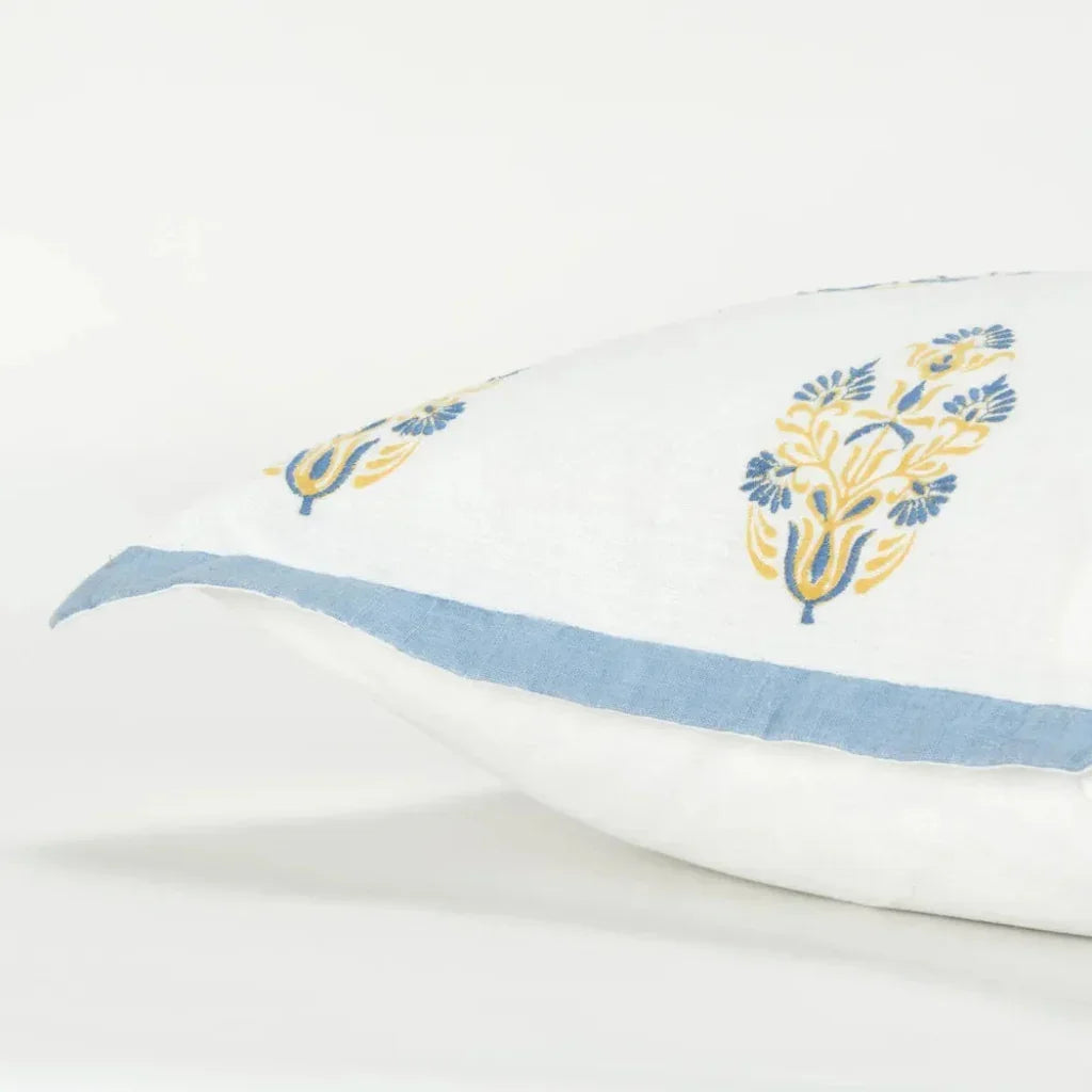 Flanged Floral Blue Throw Pillow Down Insert - LOOMLAN - LOOMLAN - Throw Pillows