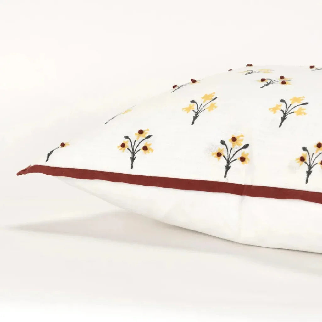 Flanged Floral Rust Throw Pillow Down Insert - LOOMLAN - LOOMLAN - Throw Pillows