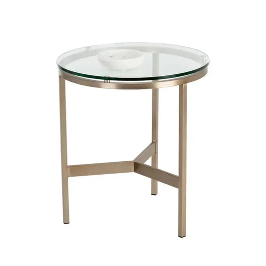 Flato Iron Framed Round End Table - LOOMLAN - SUNPAN - Side Tables