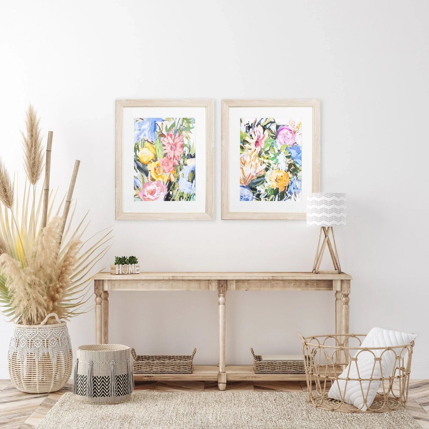 Flora Botanic Pink Framed Wall Art 2PC