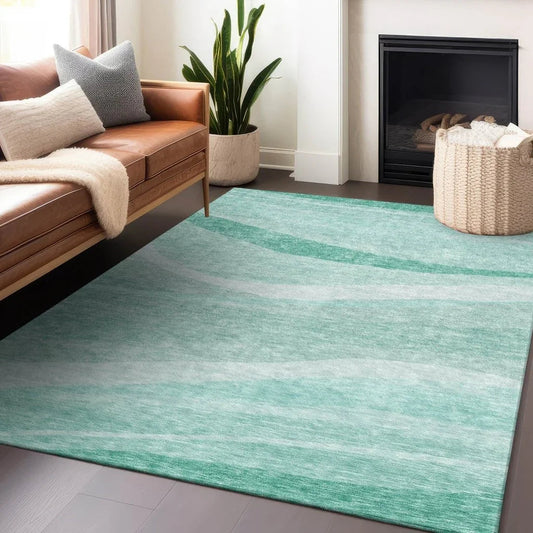 Florence Teal Washable Indoor-Outdoor Rug-Outdoor Rugs-LOOMLAN Rugs-LOOMLAN