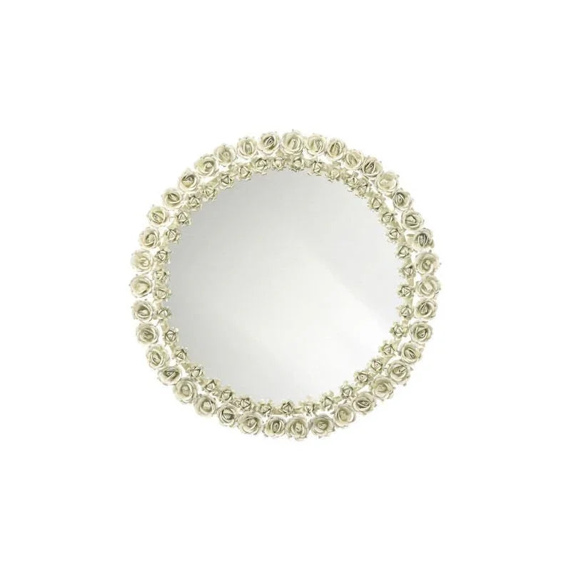Flourish White Iron Floral Framed Wall Mirror - LOOMLAN - Chelsea House - Wall Mirrors
