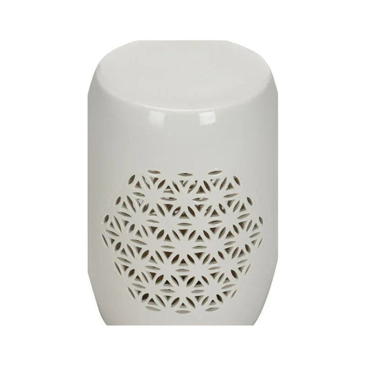 Flower of Life Porcelain Glazed Outdoor Garden Stool-Garden Stools-Chelsea House-LOOMLAN
