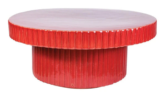 Flute Ceramic Glazed Patio Coffee Table-Outdoor Coffee Tables-Seasonal Living-LOOMLAN