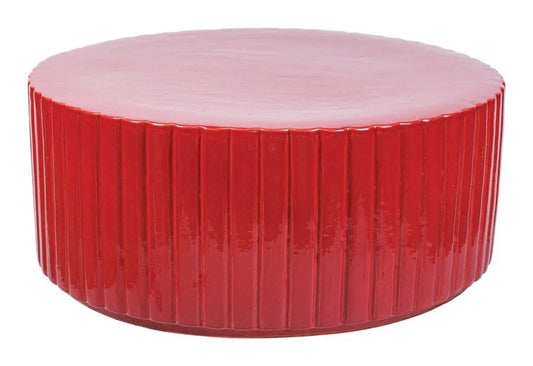 Flute Ceramic Round Patio Accent Table - LOOMLAN - Seasonal Living - Outdoor Side Tables