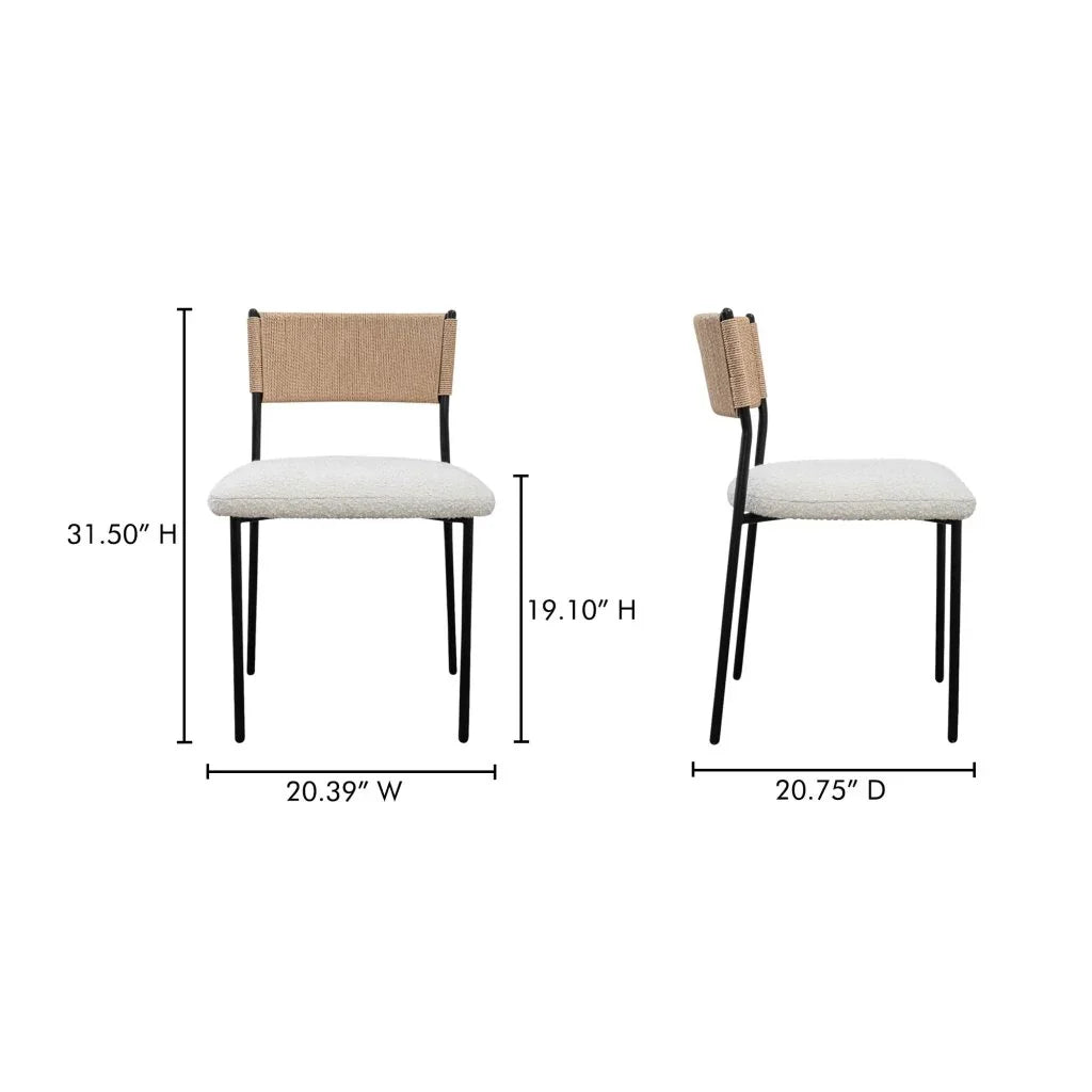 Foley Modern White Dining Chair (Set Of 2) - LOOMLAN - Moe's Home - Dining Chairs