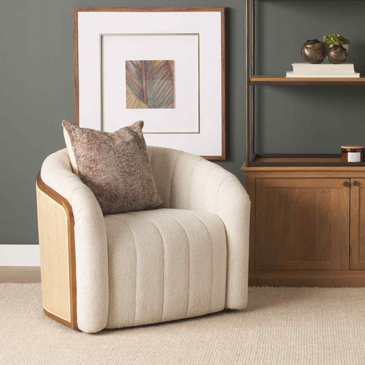Fonda Cream Fabric Swivel Club Chair