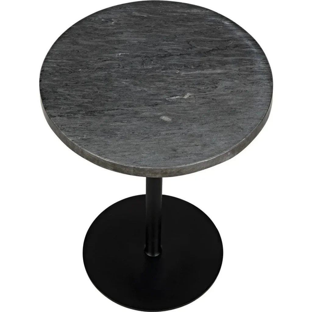 Ford Steel and Marble Tall Round Side Table - LOOMLAN - Noir - Side Tables