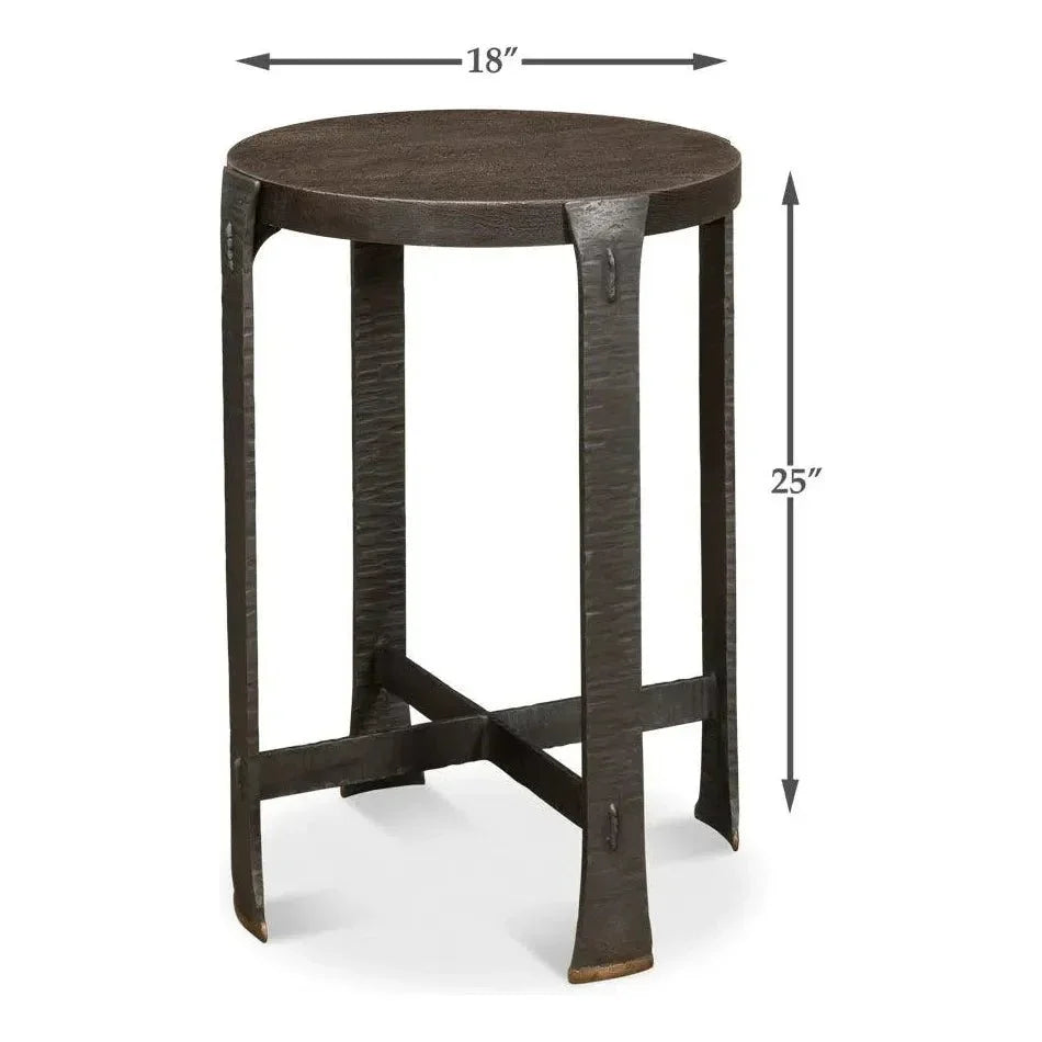 Forged Slats Side Table Grey Moleskin Finish - LOOMLAN - Sarreid - Side Tables