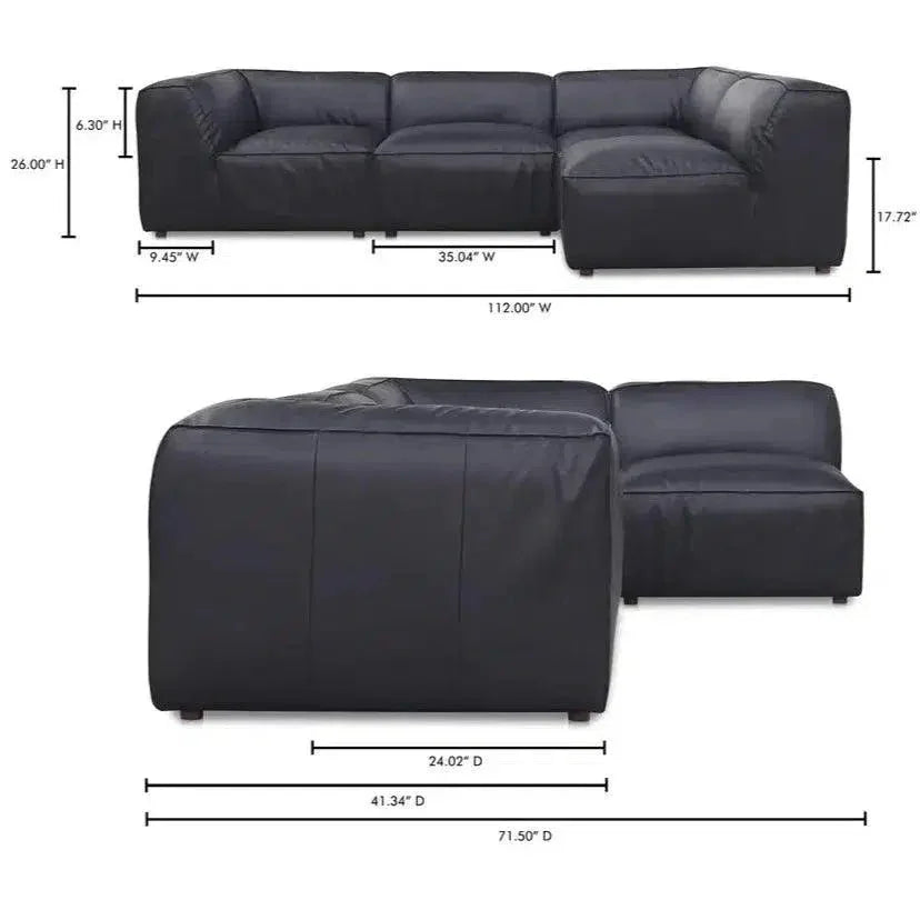 Form Black Convertible Modular 4PC Lounge Sectional-Modular Sofas-Moe's Home-LOOMLAN