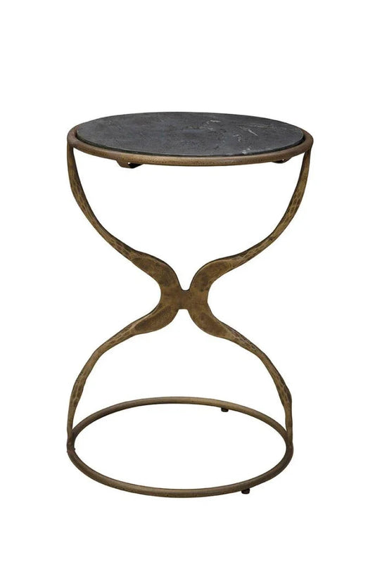 Forsythe Brass Framed Round Side Table - LOOMLAN - Furniture Classics - Side Tables
