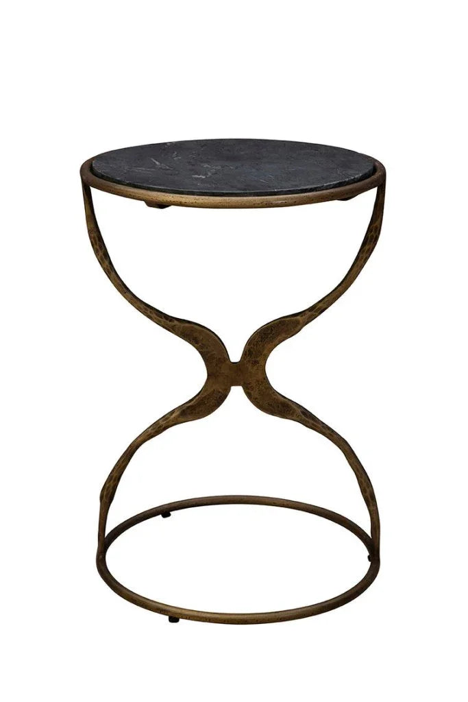 Forsythe Brass Framed Round Side Table - LOOMLAN - Furniture Classics - Side Tables