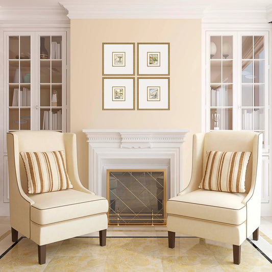 Fountains II Wood Framed Wall Art 4PC