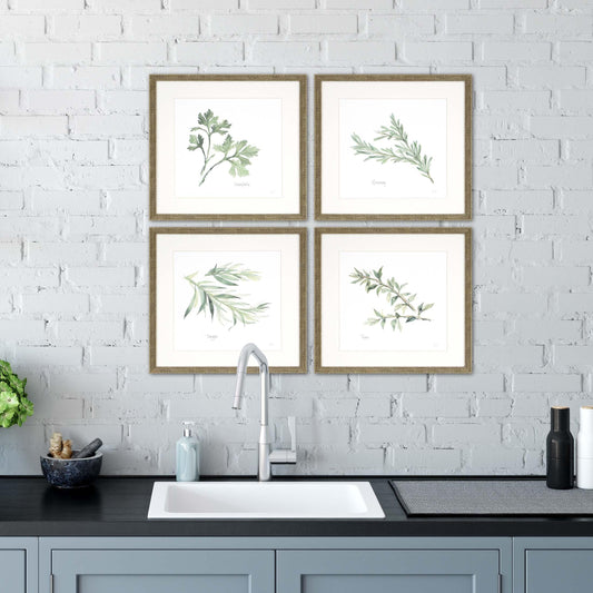 Fresh Herbs Green Framed Wall Art 4PC
