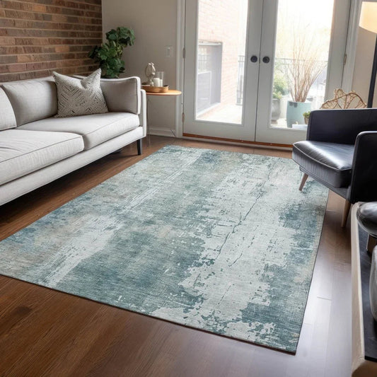 Fyerra Teal Washable Indoor - Outdoor Rug - LOOMLAN - LOOMLAN Rugs - Outdoor Rugs
