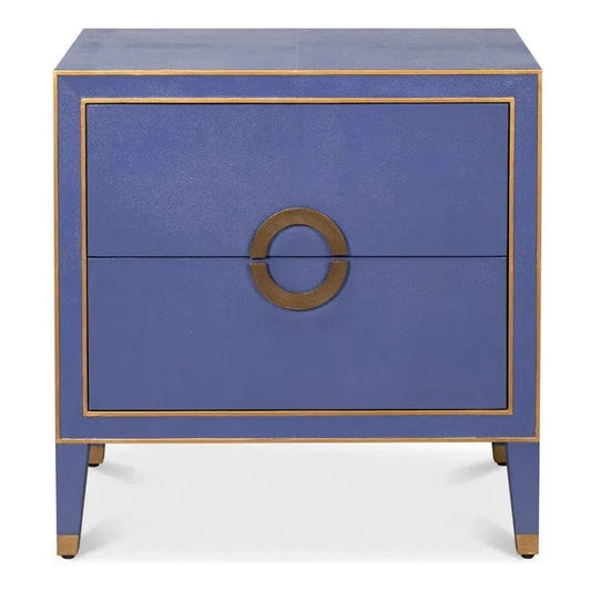 Gabriella Embossed Shagreen Blue Night Stand - LOOMLAN - Sarreid - Nightstands