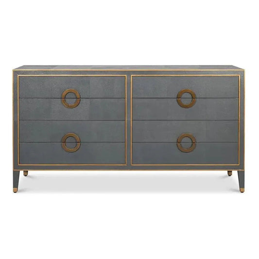 Gabriella Embossed Shagreen Grey Chest Of Drawers - LOOMLAN - Sarreid - Chests