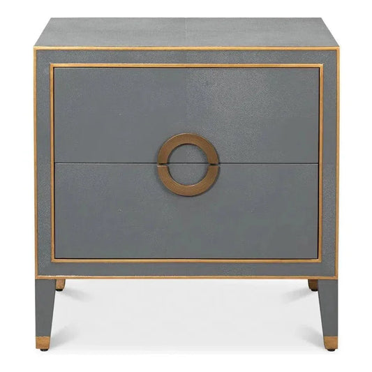 Gabriella Embossed Shagreen Grey Night Stand - LOOMLAN - Sarreid - Nightstands