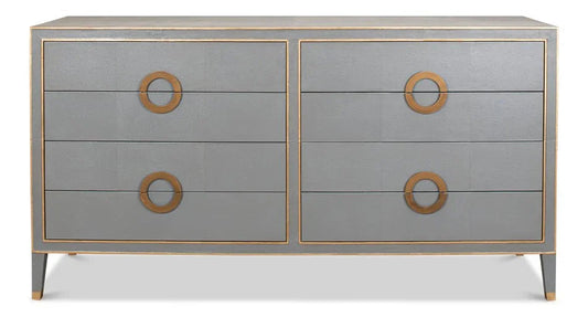 Gabriella Shagreen Leather Grey Chest - LOOMLAN - Sarreid - Chests