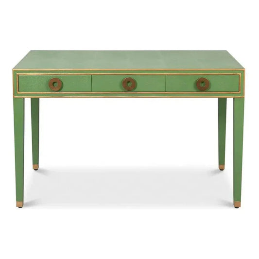 Gabriella Shagreen & Wood Green Rectangular Desk/Table - LOOMLAN - Sarreid - Side Tables