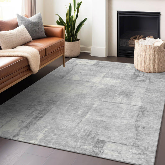 Galanor Gray Washable Indoor-Outdoor Rug