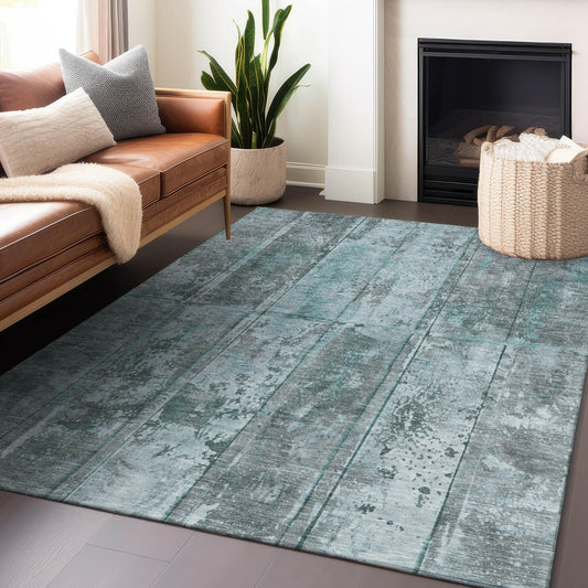Galara Teal Washable Indoor-Outdoor Rug