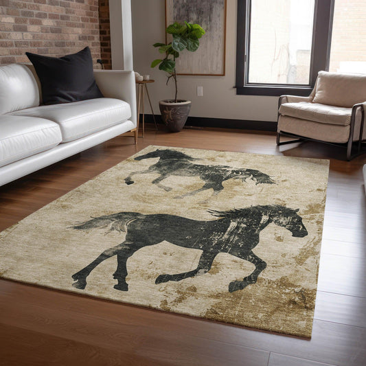 Galas Brown Washable Indoor-Outdoor Rug