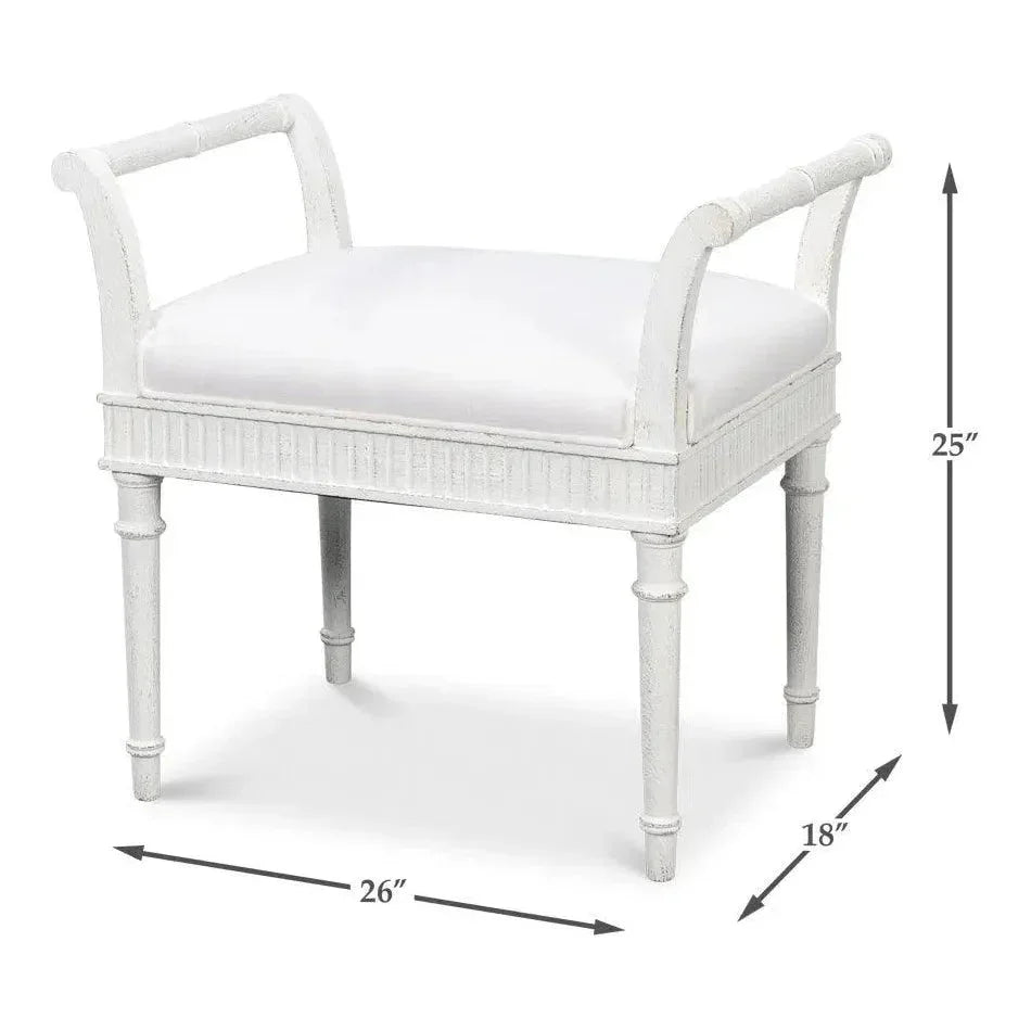 Gale Bungalow Acacia Wood White Bench - LOOMLAN - Bedroom Benches