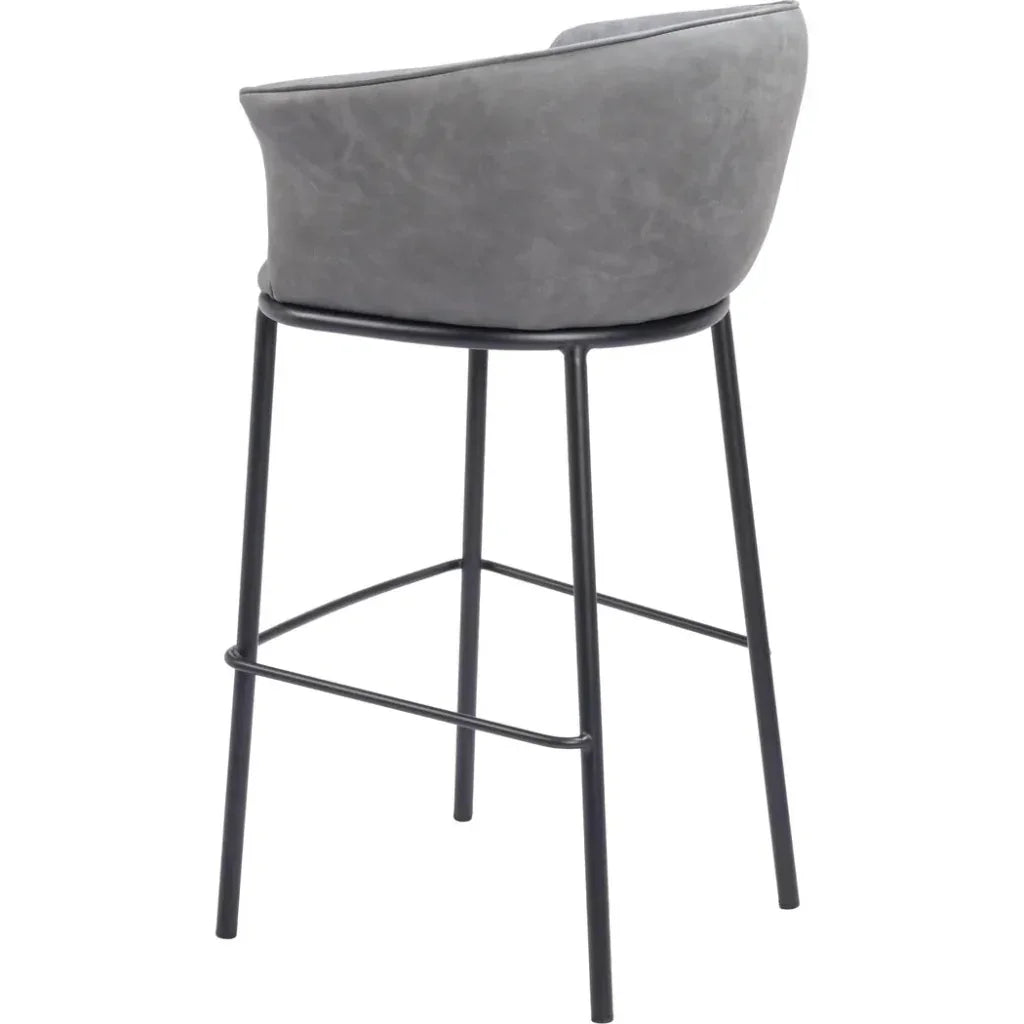 Garston Steel Gray Barstool - LOOMLAN - Zuo Modern - Bar Stools
