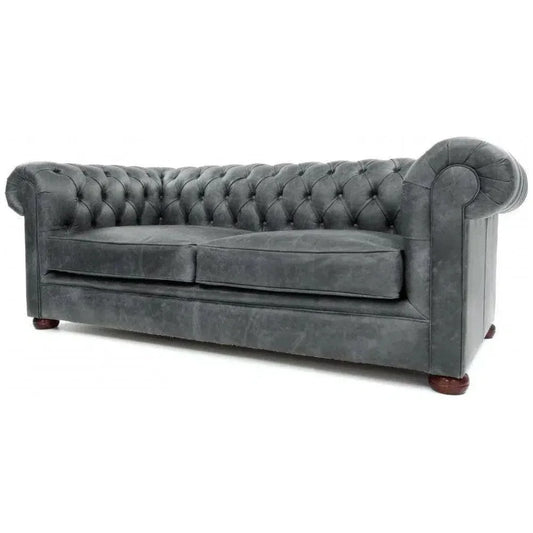 Gary Slate Grey Chesterfield Leather Sofa Made to Order - LOOMLAN - Uptown Sebastian - Sofas & Loveseats