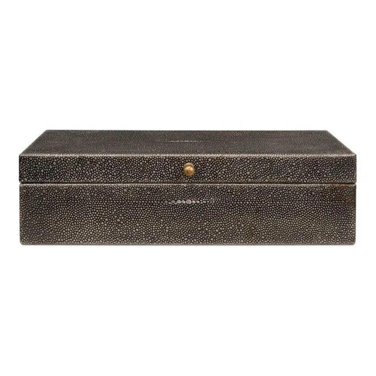 Gastsburg Leather Antique Grey Shagreen Box 2PC - LOOMLAN - Sarreid - Boxes & Bowls