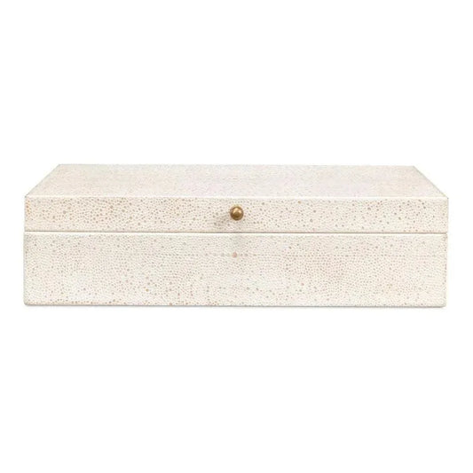 Gastsburg Leather Osprey White Shagreen Box 2PC - LOOMLAN - Sarreid - Boxes & Bowls