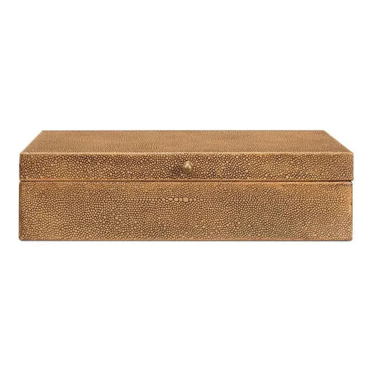 Gastsburg Leather & Paper Liner Brown Shagreen Box 2PC - LOOMLAN - Sarreid - Boxes & Bowls
