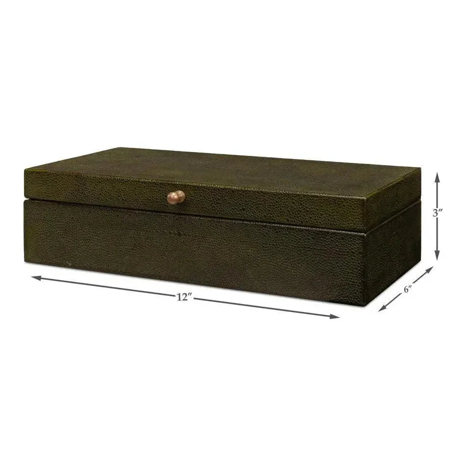 Gastsburg Leather & Paper Liner Green Shagreen Box 2PC - LOOMLAN - Sarreid - Boxes & Bowls