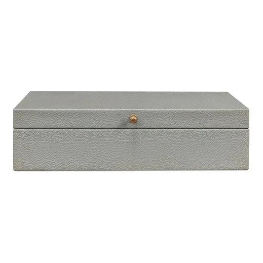 Gastsburg Leather Storm Grey Shagreen Box 2PC - LOOMLAN - Sarreid - Boxes & Bowls