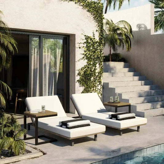 Geneve Aluminum Outdoor C - Shaped End Table - LOOMLAN - SUNPAN - Outdoor Side Tables