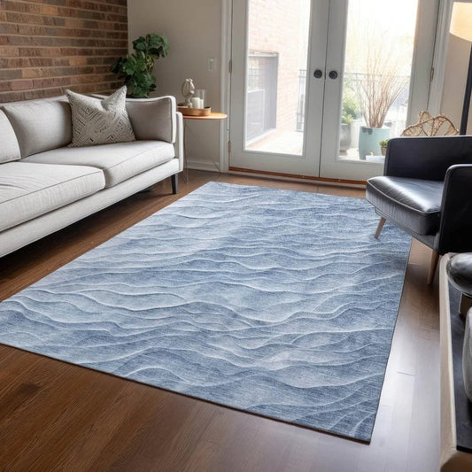 Geodari Blue Washable Indoor - Outdoor Rug - LOOMLAN - LOOMLAN Rugs - Outdoor Rugs