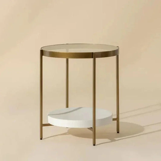 Gia Glass Topped Round Side Table - LOOMLAN - SUNPAN - Side Tables