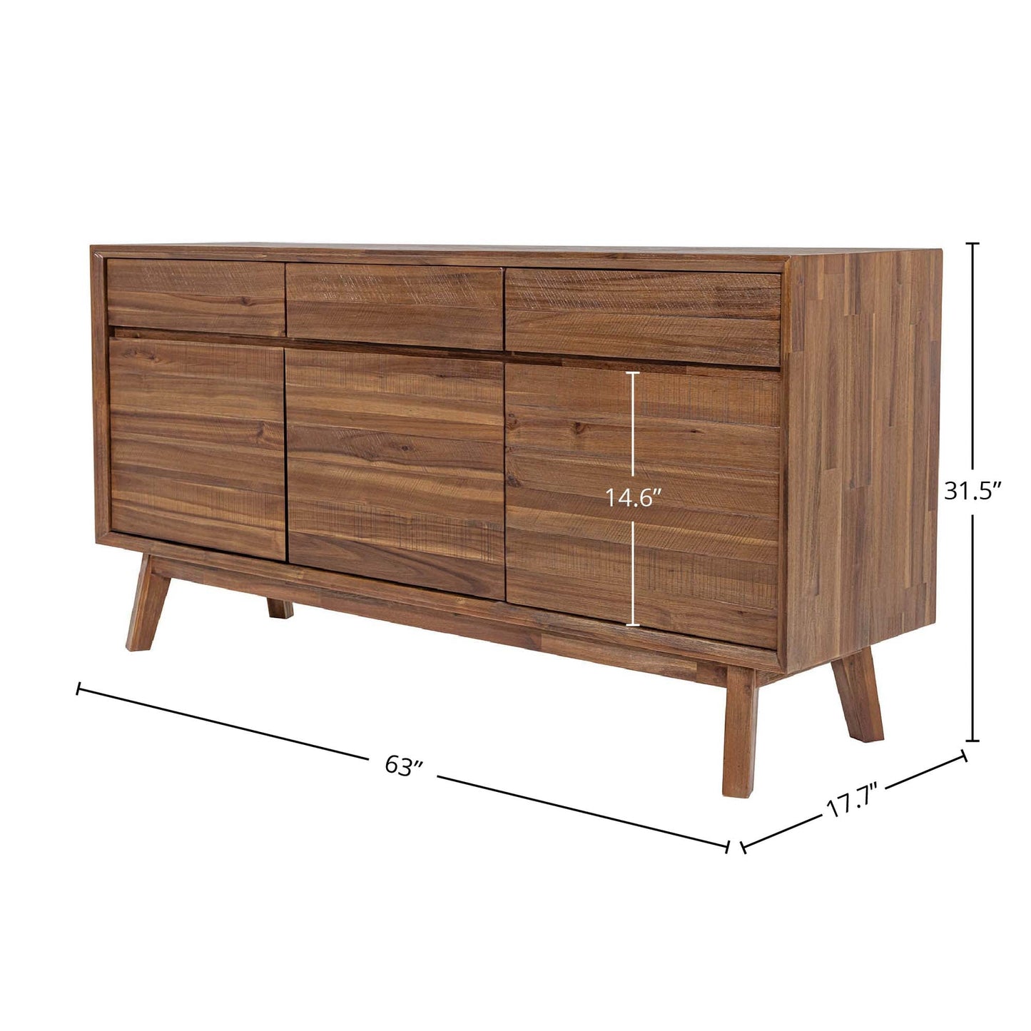 Gia Three Drawers Wood Sideboard
