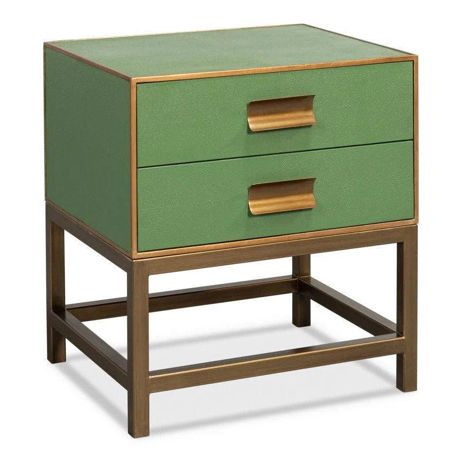 Gideon Shagreen Green Rectangular Side Table - LOOMLAN - Sarreid - Side Tables