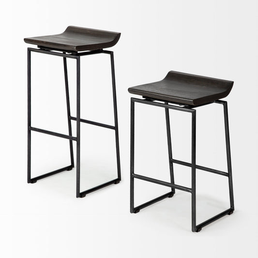 Givens Black Wood Top Bar Stool