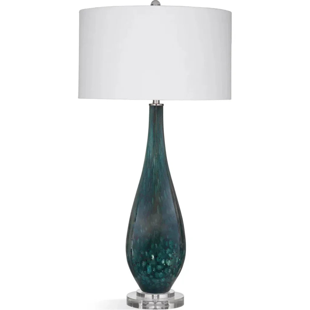 Glaize Glass and Crystal Blue Table Lamp - LOOMLAN - Bassett Mirror - Table Lamps