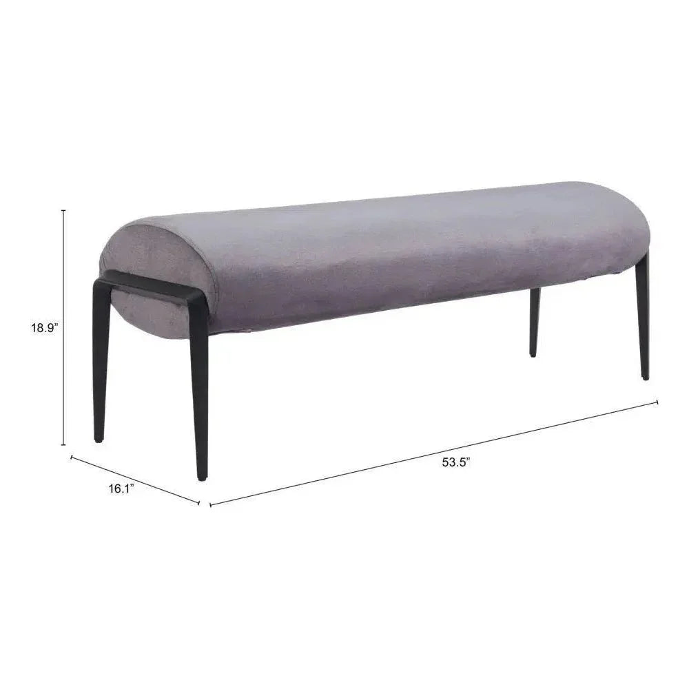Glatt Wood and Steel Grey Bench - LOOMLAN - Zuo Modern - Bedroom Benches