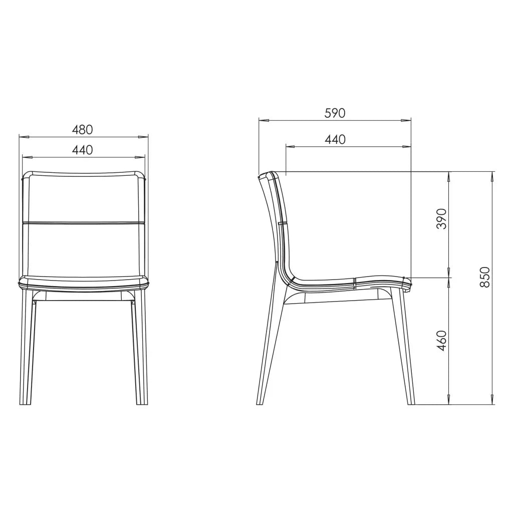 Godan Wood Frame Armless Dining Chair - LOOMLAN - Urbia - Dining Chairs