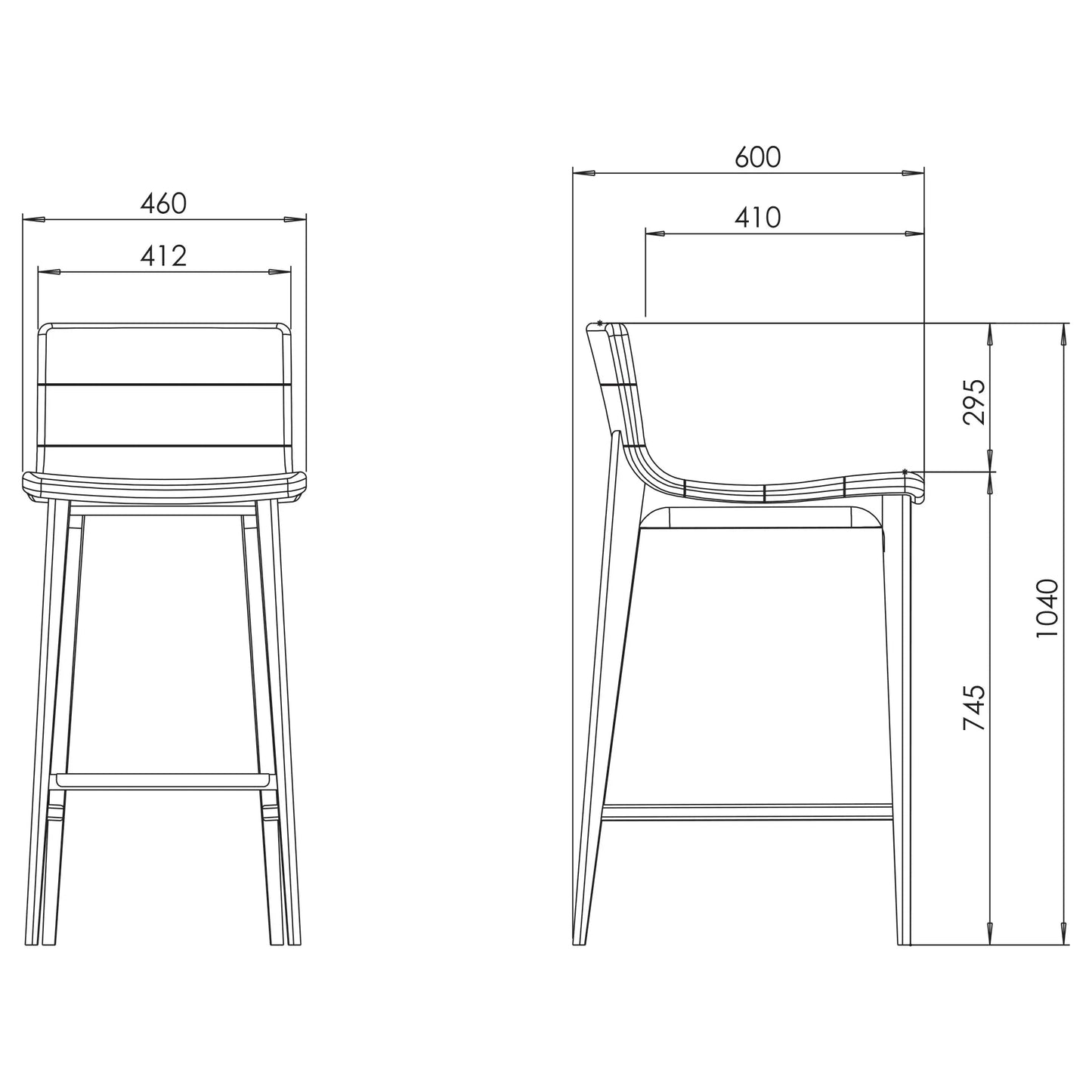 Godan Wood Frame Bar Stool