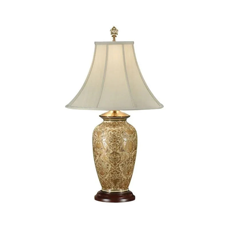 Gold Damask Hand - Painted Porcelain Base Table Lamp - LOOMLAN - Wildwood - Table Lamps